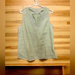 Richard Malcolm, pale mint green, 100% linen with embellishments and side zipper